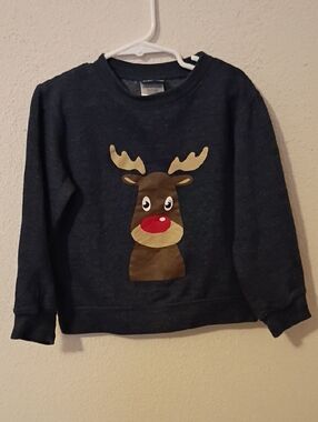 Kids Navy Reindeer Graphic Sweatshirt